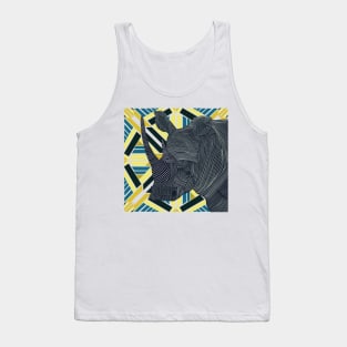 White Rhino From Africa on Geometric Pattern Tank Top